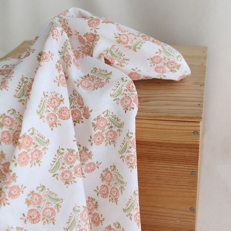 Anika - Tissu indien coton hand block traditionnel