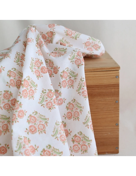Anika - Tissu indien coton hand block traditionnel