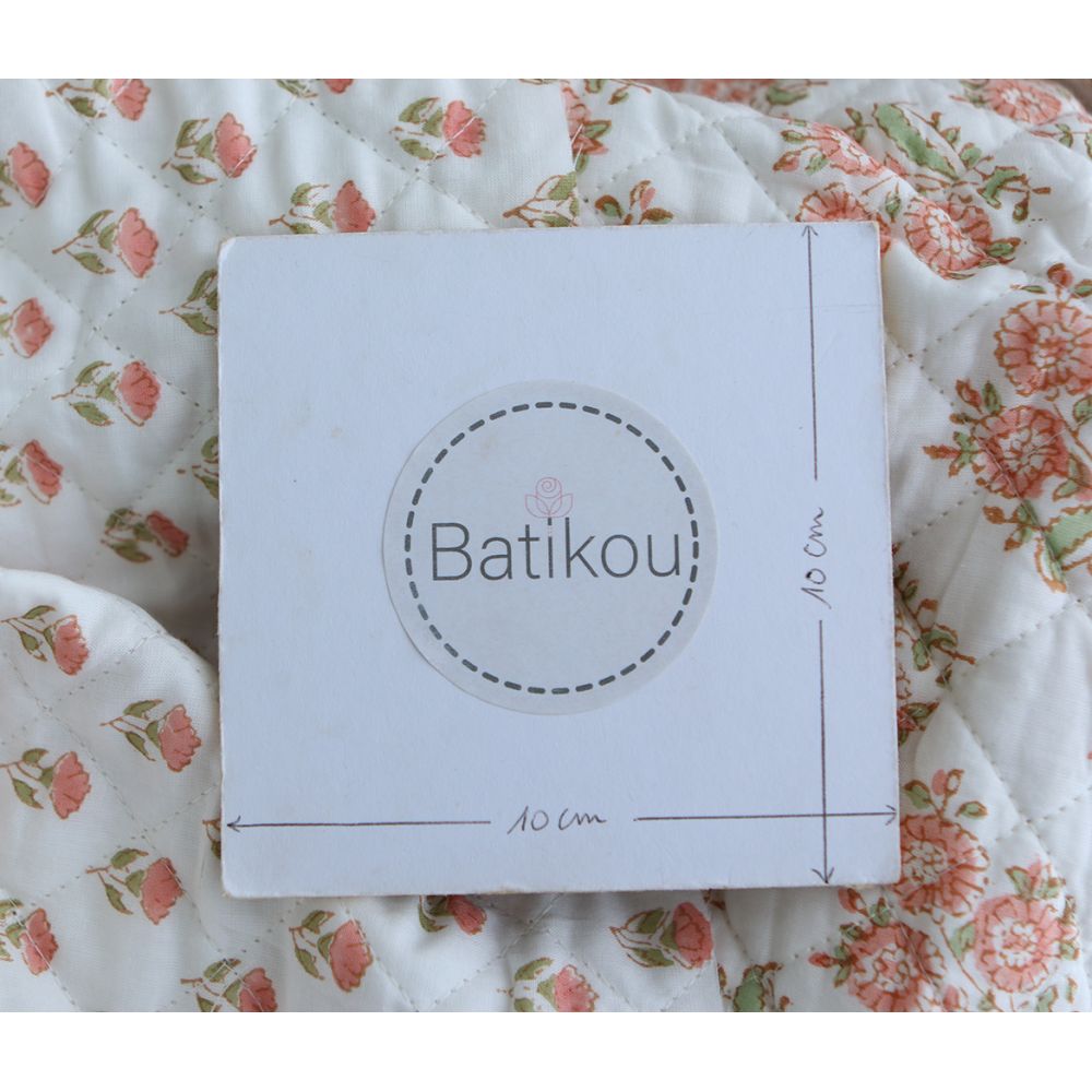 Anika - Tissu indien matelassé double face coton hand block teal largeur 100cm