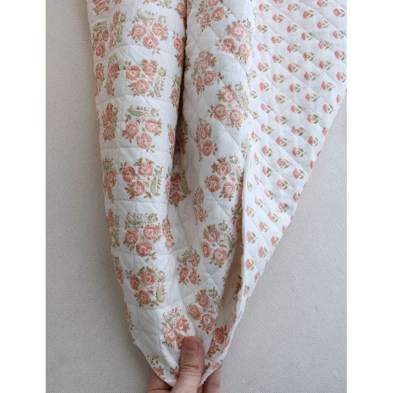 Anika - Tissu indien matelassé double face coton hand block teal largeur 100cm