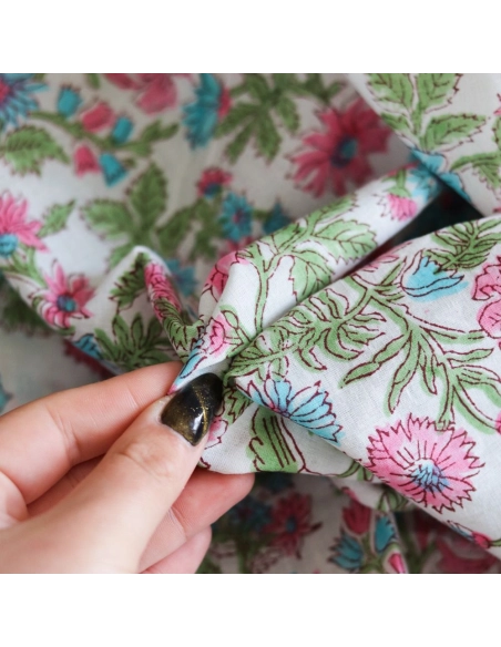 Sanjay - Tissu indien coton hand block traditionnel