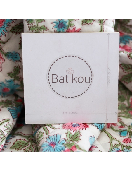 Sanjay - Tissu indien matelassé double face coton hand block largeur 100cm