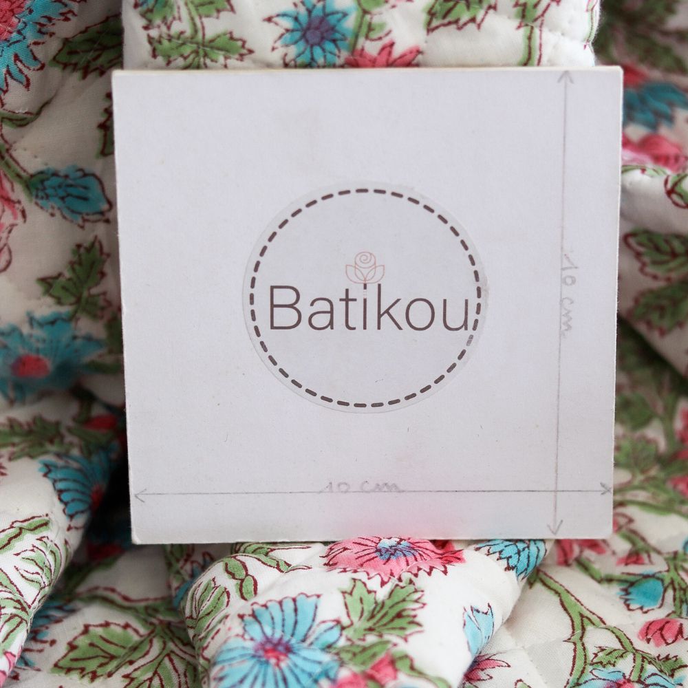 Sanjay - Tissu indien matelassé double face coton hand block largeur 100cm