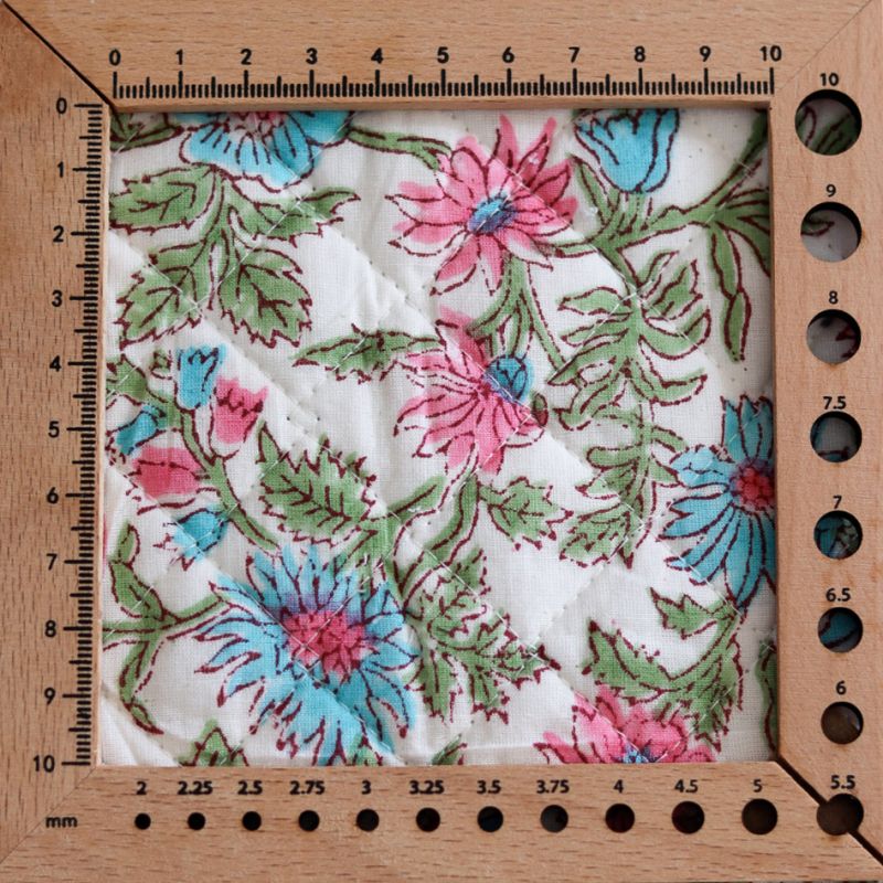 Sanjay - Tissu indien matelassé double face coton hand block largeur 100cm