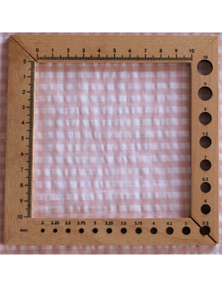 Seersucker / Coton gaufré vichy blanc et rose nude