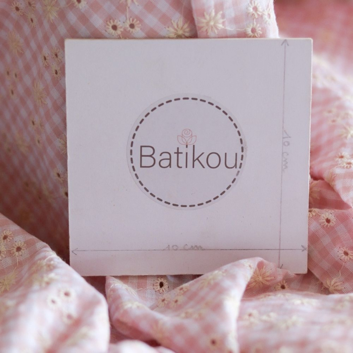 copy of Seersucker / Coton gaufré vichy blanc et sable broderie