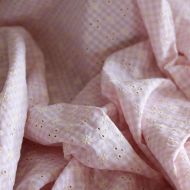 copy of Seersucker / Coton gaufré vichy blanc et sable broderie