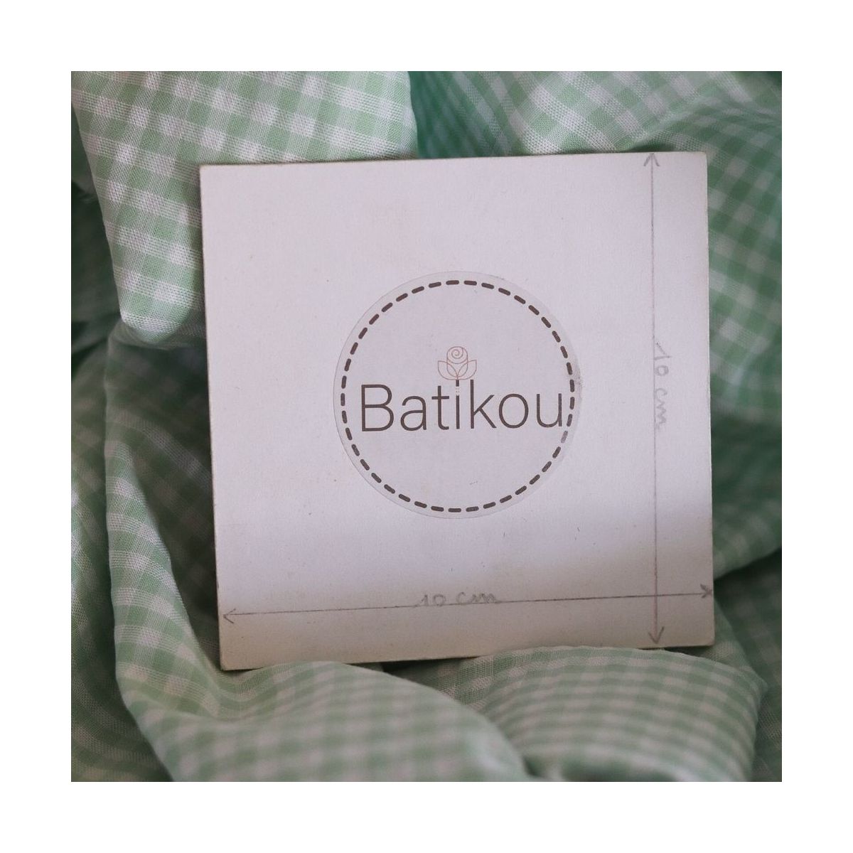 Seersucker / Coton gaufré vichy blanc et vert d'eau