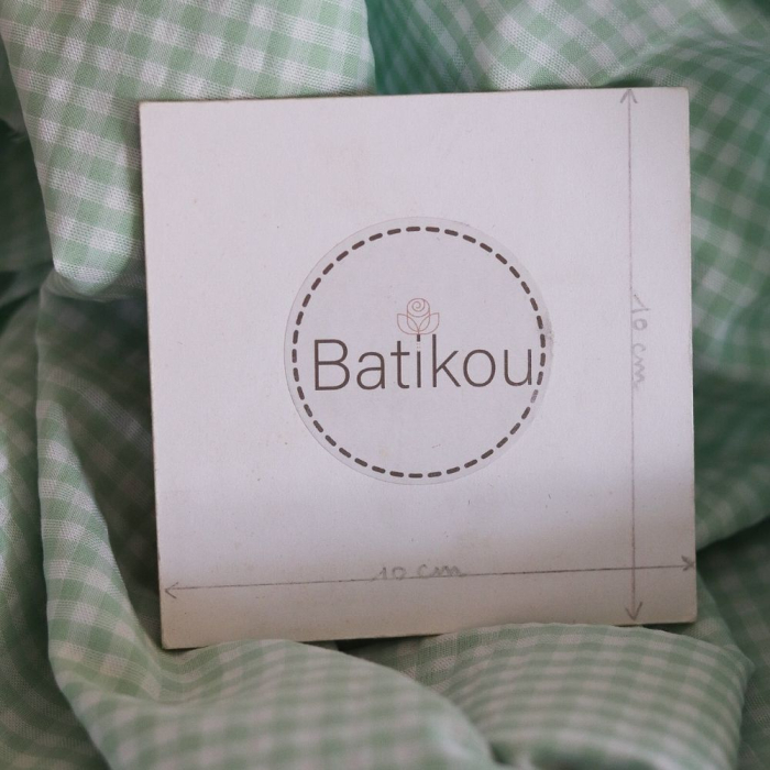 Seersucker / Coton gaufré vichy blanc et vert d'eau