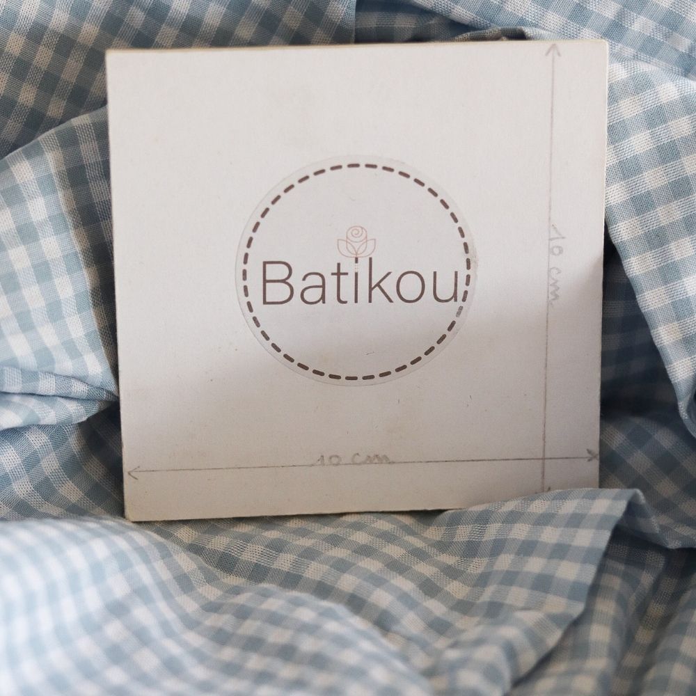 Seersucker / Coton gaufré vichy blanc et bleu ciel