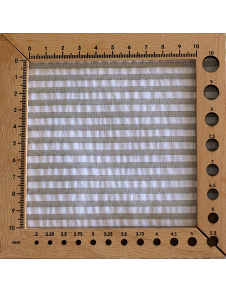 Seersucker / Coton mélangé gaufré rayures kaki clair