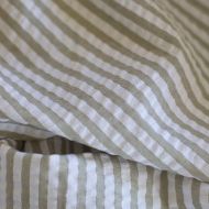 Seersucker / Coton mélangé gaufré rayures kaki clair