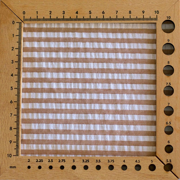 Seersucker / Coton mélangé gaufré rayures camel clair