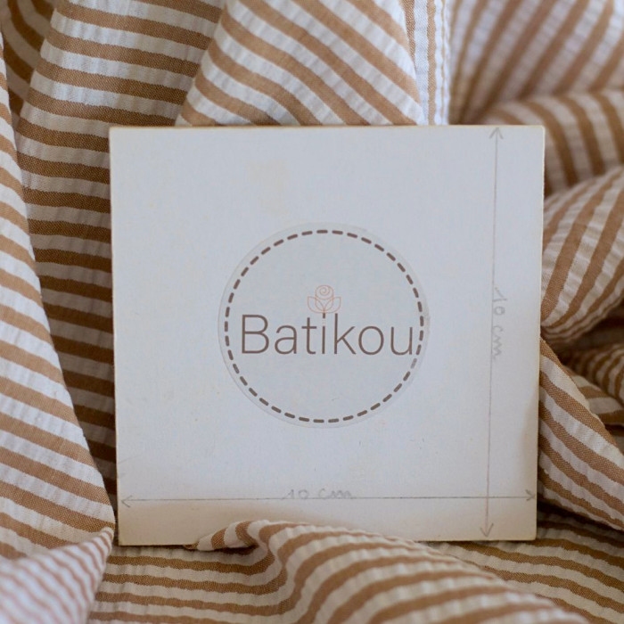 Seersucker / Coton mélangé gaufré rayures camel clair