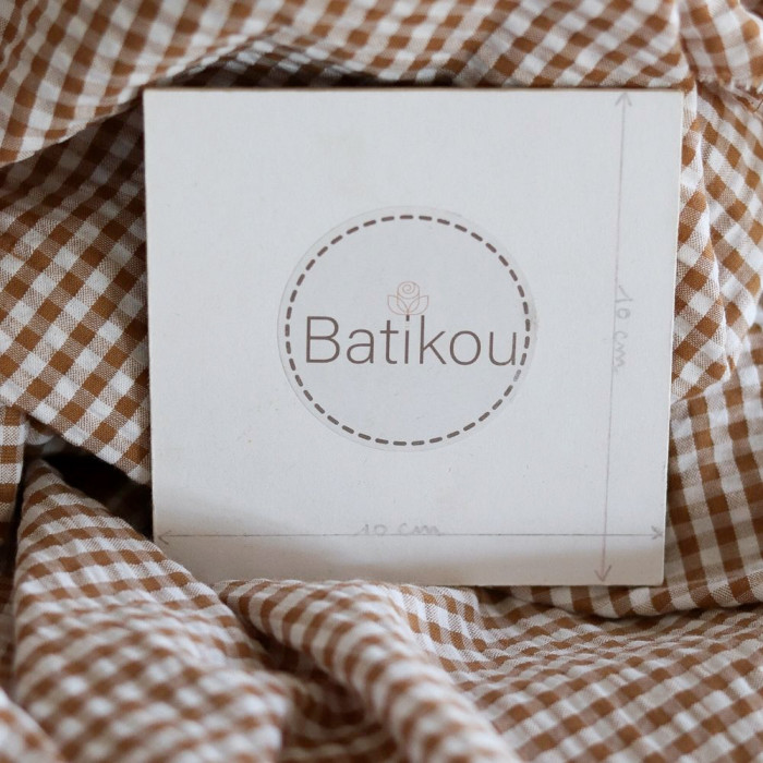 Seersucker / Coton mélangé gaufré vichy camel clair