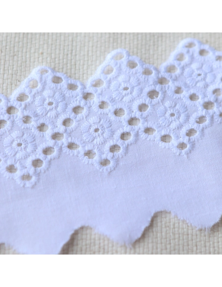Galon coton broderie blanc65mm x1m
