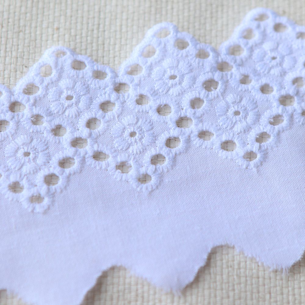 Galon coton broderie blanc65mm x1m