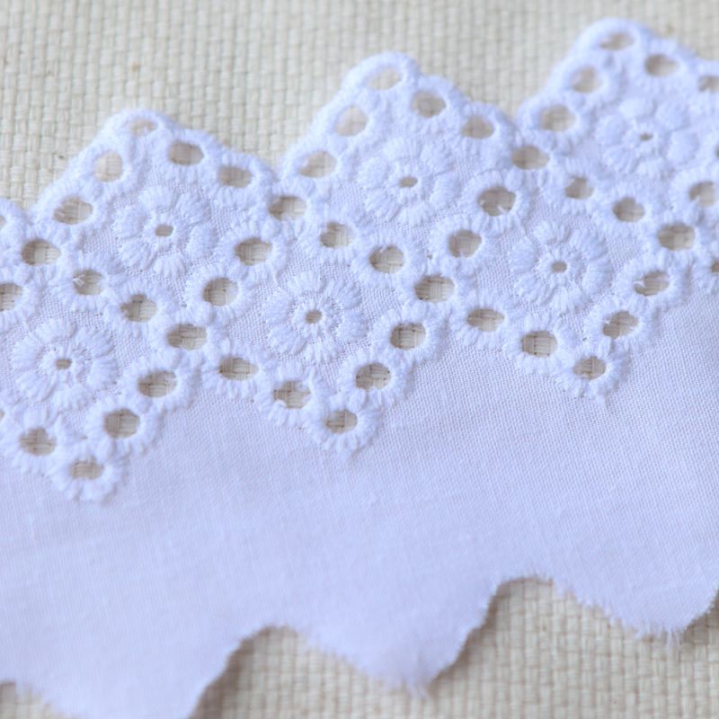 Galon coton broderie blanc65mm x1m