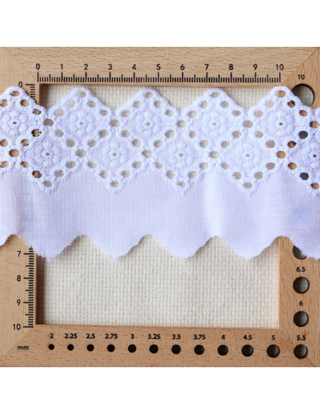 Galon coton broderie blanc65mm x1m