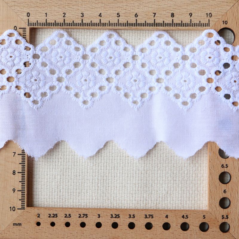 Galon coton broderie blanc65mm x1m