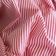 Seersucker / Coton mélangé gaufré rayures blanc et rouge