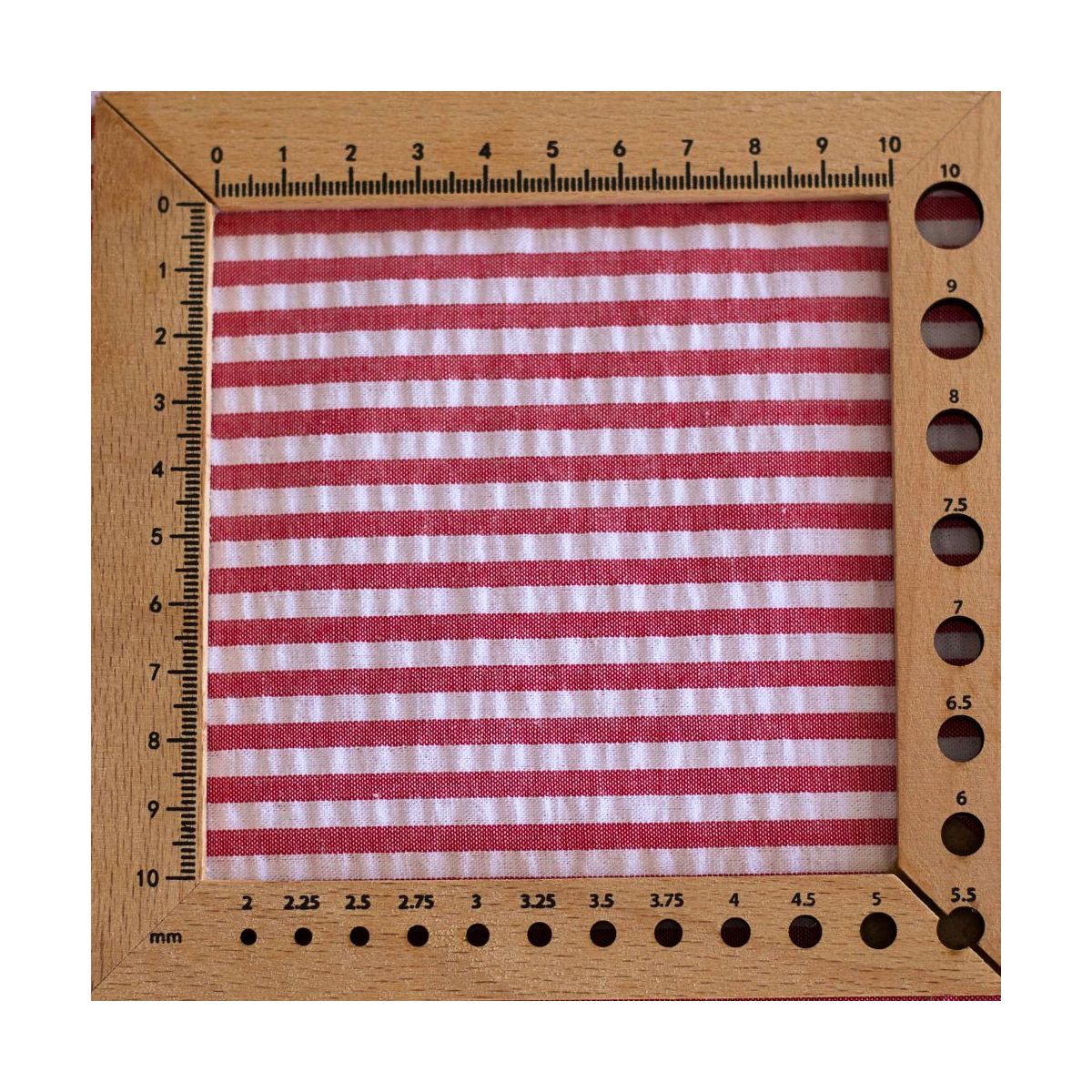 Seersucker / Coton mélangé gaufré rayures blanc et rouge