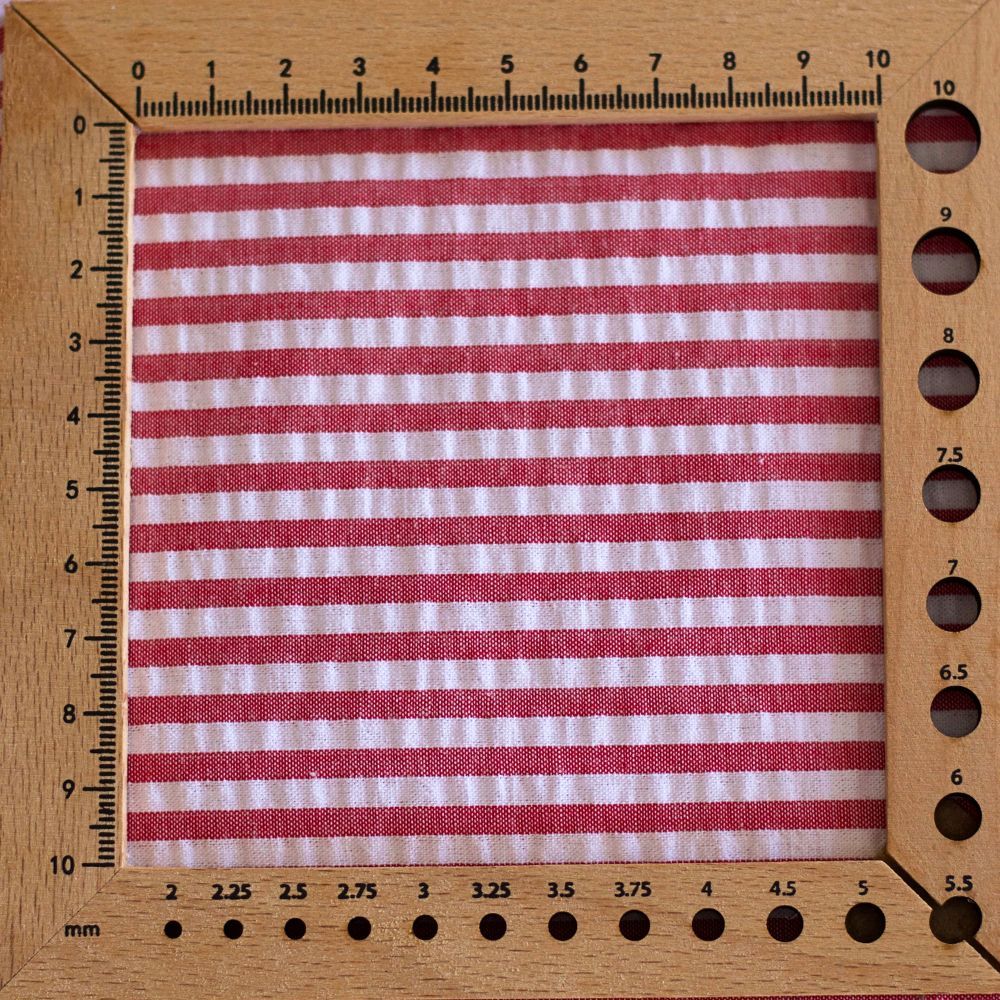 Seersucker / Coton mélangé gaufré rayures blanc et rouge