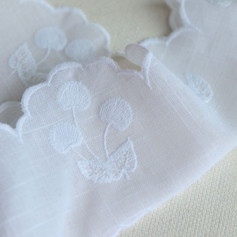 Galon broderie cerises ton sur ton blanc 95mm x1m