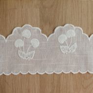 Galon effet lin broderie cerises ton sur ton écru 95mm x1m