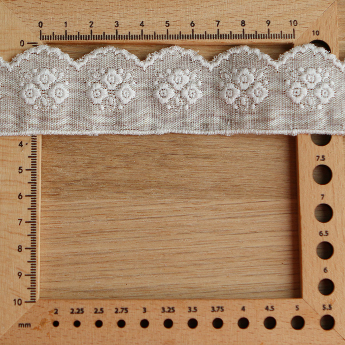 Galon lin broderie écru 35mm x1m