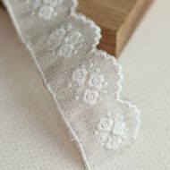 Galon lin broderie écru 35mm x1m