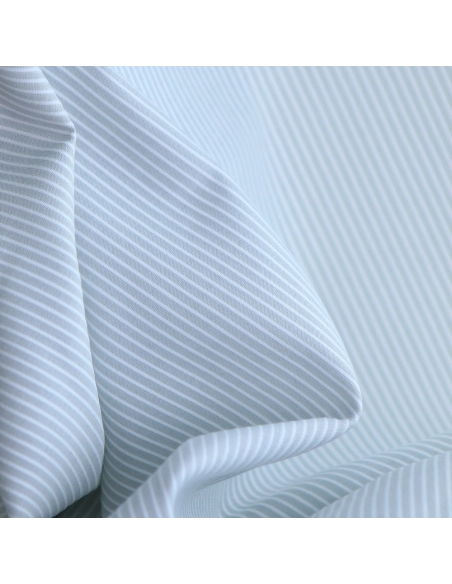 Coton gaufré mélangé à rayures blanc et gris perle