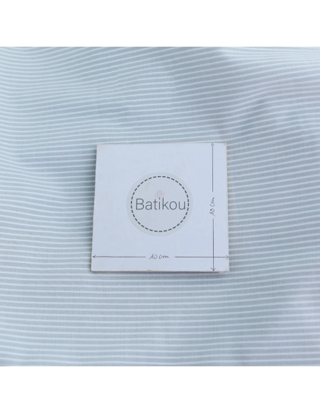 Coton gaufré mélangé à rayures blanc et gris perle