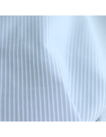 Coton gaufré mélangé à rayures blanc et gris perle
