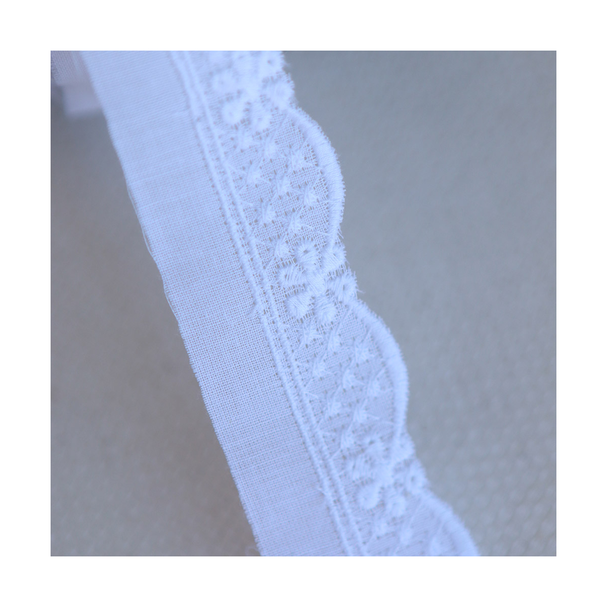 Galon coton broderie anglaise brodé 25mm x 1m blanc Galon coton broderie anglaise brodé 25mm x 1m blanc