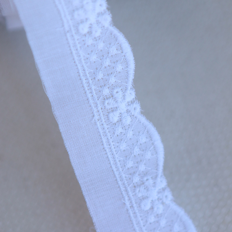 Galon coton broderie anglaise brodé 25mm x 1m blanc