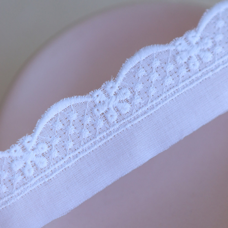Galon coton broderie anglaise brodé 25mm x 1m blanc Galon coton broderie anglaise brodé 25mm x 1m blanc