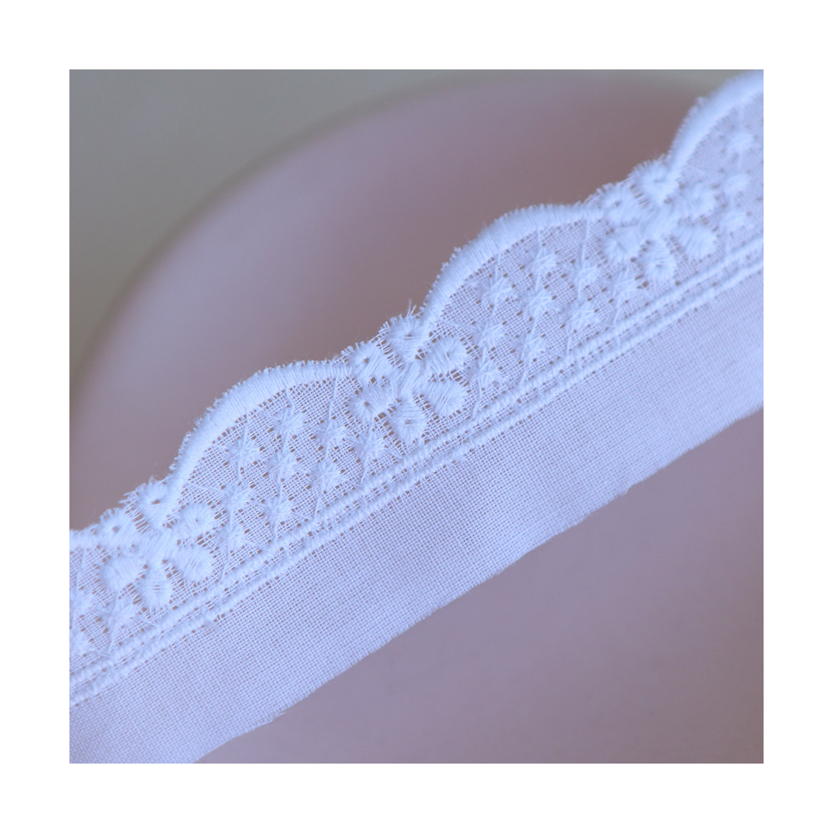 Galon coton broderie anglaise brodé 25mm x 1m blanc Galon coton broderie anglaise brodé 25mm x 1m blanc