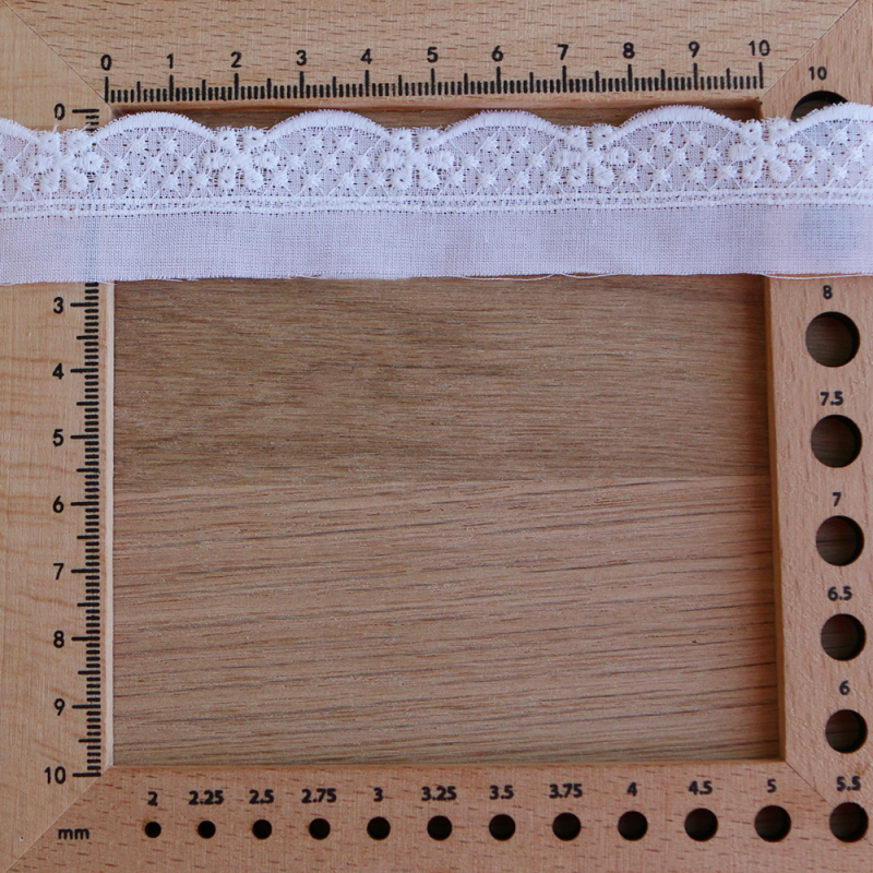 Galon coton broderie anglaise brodé 25mm x 1m blanc