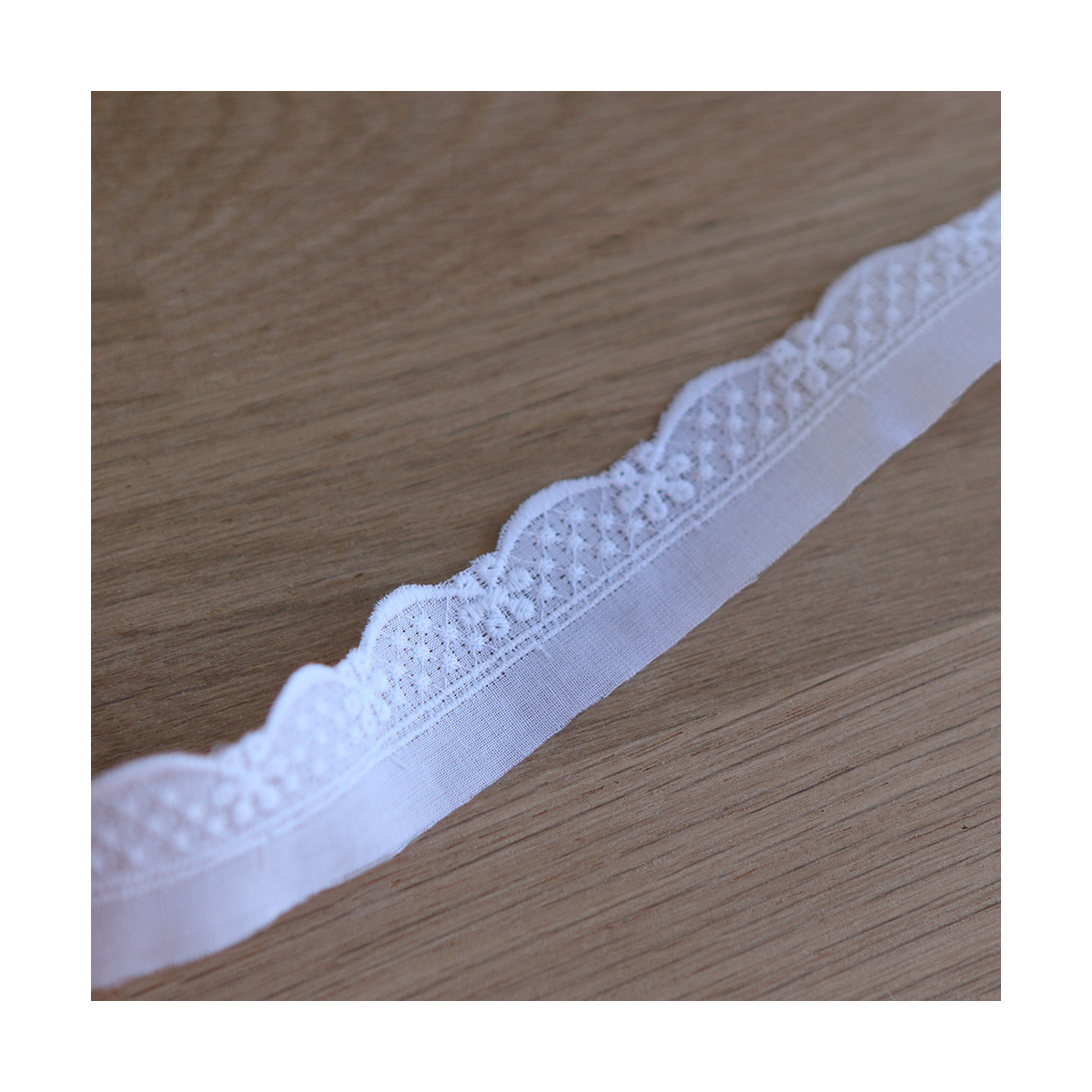 Galon coton broderie anglaise brodé 25mm x 1m blanc Galon coton broderie anglaise brodé 25mm x 1m blanc