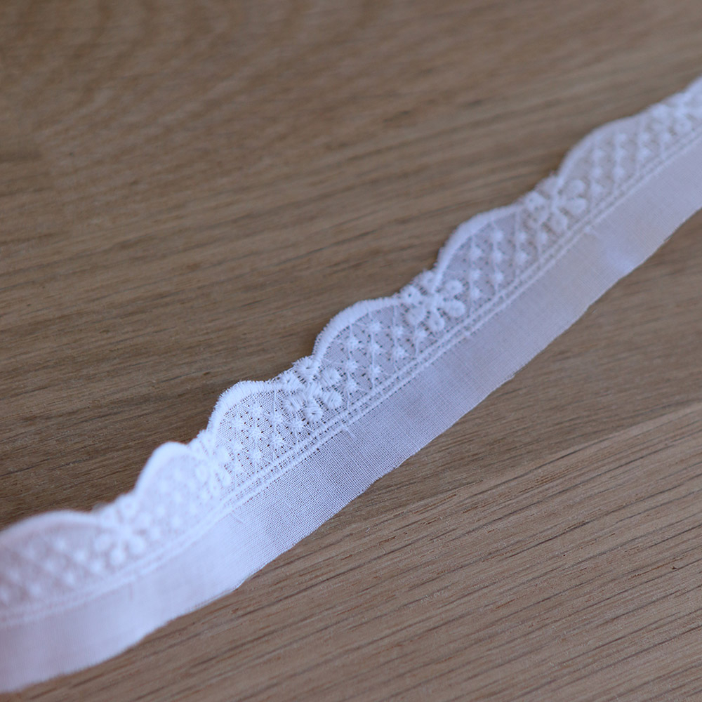 Galon coton broderie anglaise brodé 25mm x 1m blanc