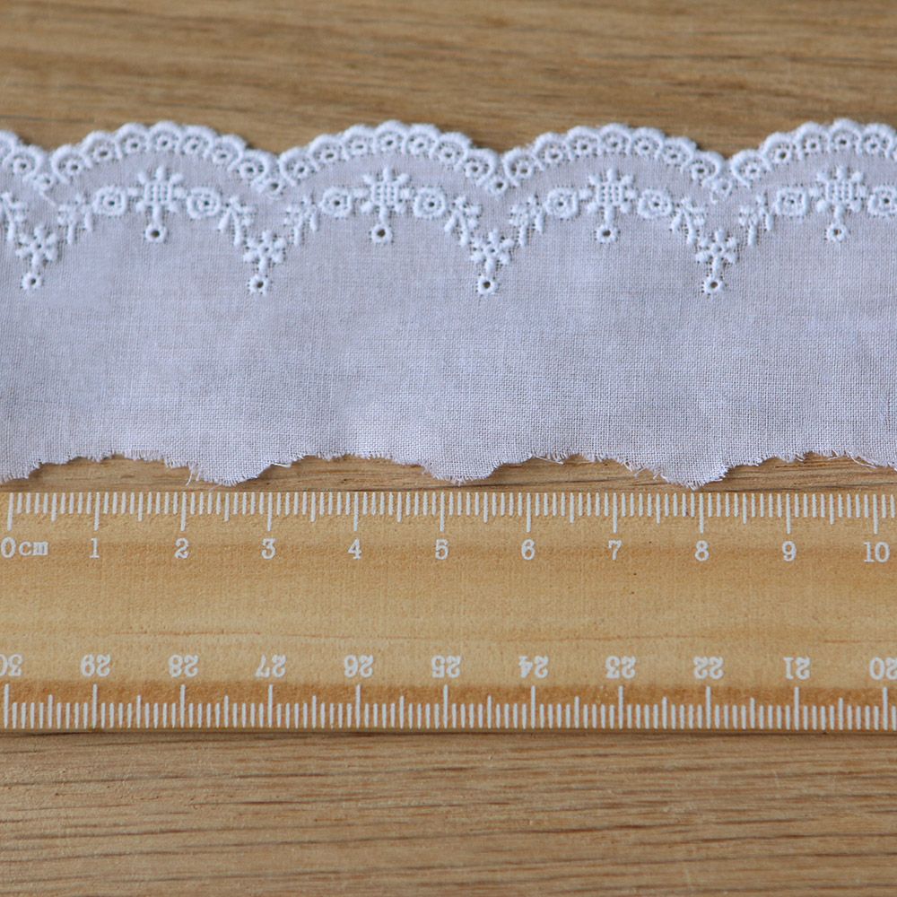 Galon coton broderie anglaise brodé 40mm x 1m blanc