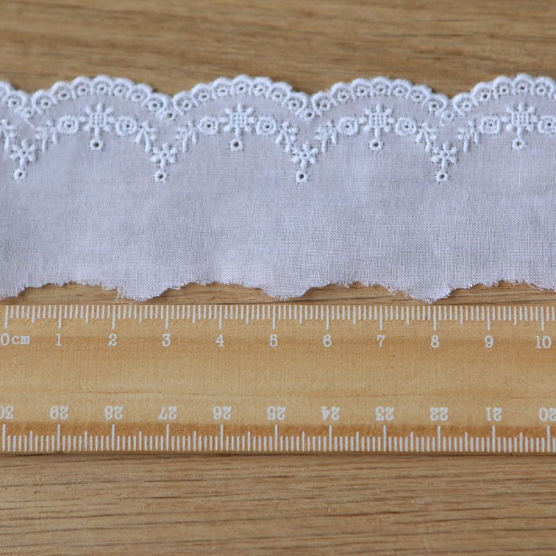 Galon coton broderie anglaise brodé 40mm x 1m blanc