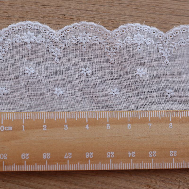 Galon coton broderie anglaise brodé 70mm x 1m blanc