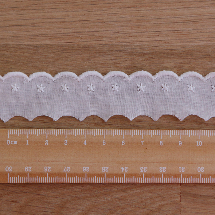 Galon coton broderie anglaise brodé 30mm x 1m blanc