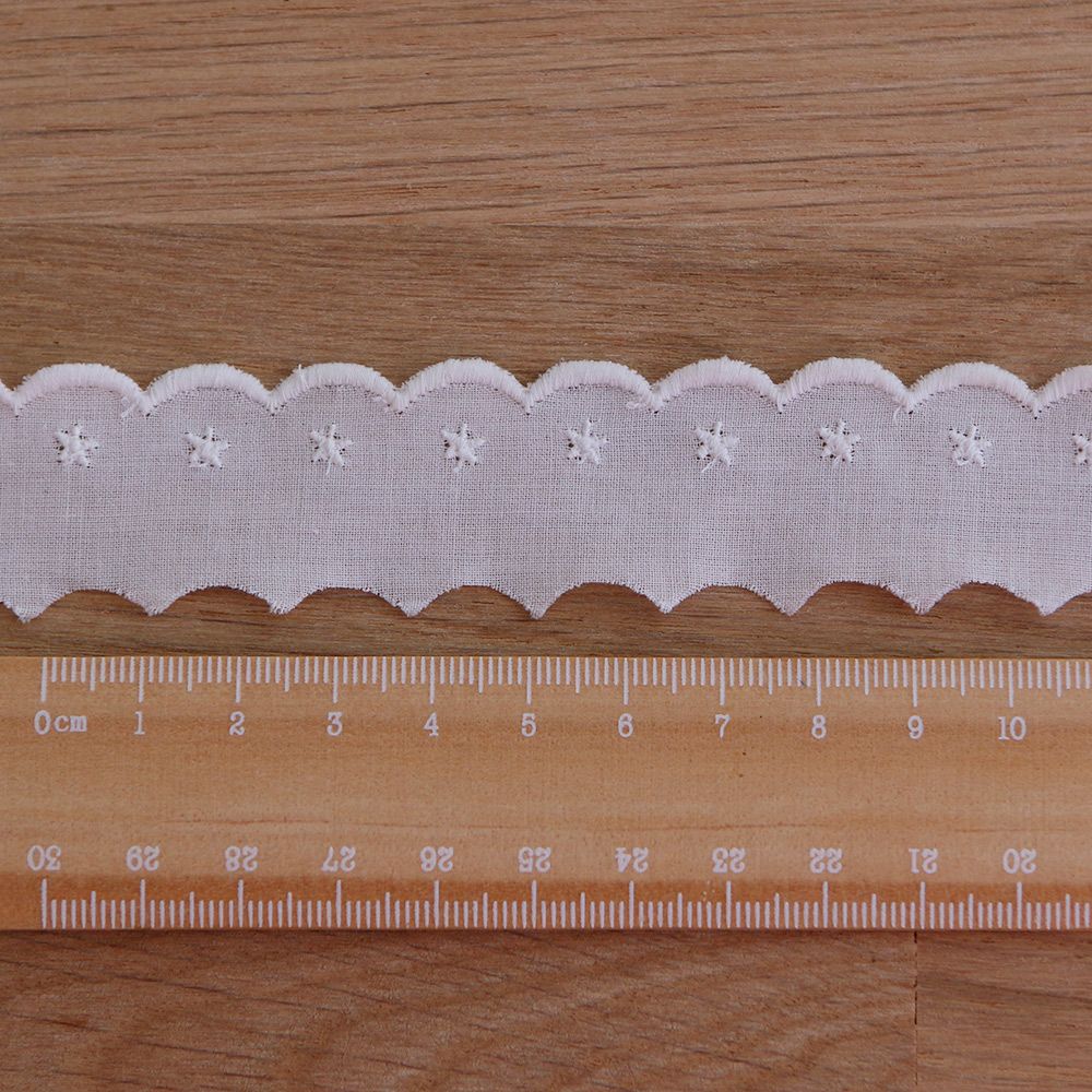 Galon coton broderie anglaise brodé 30mm x 1m blanc