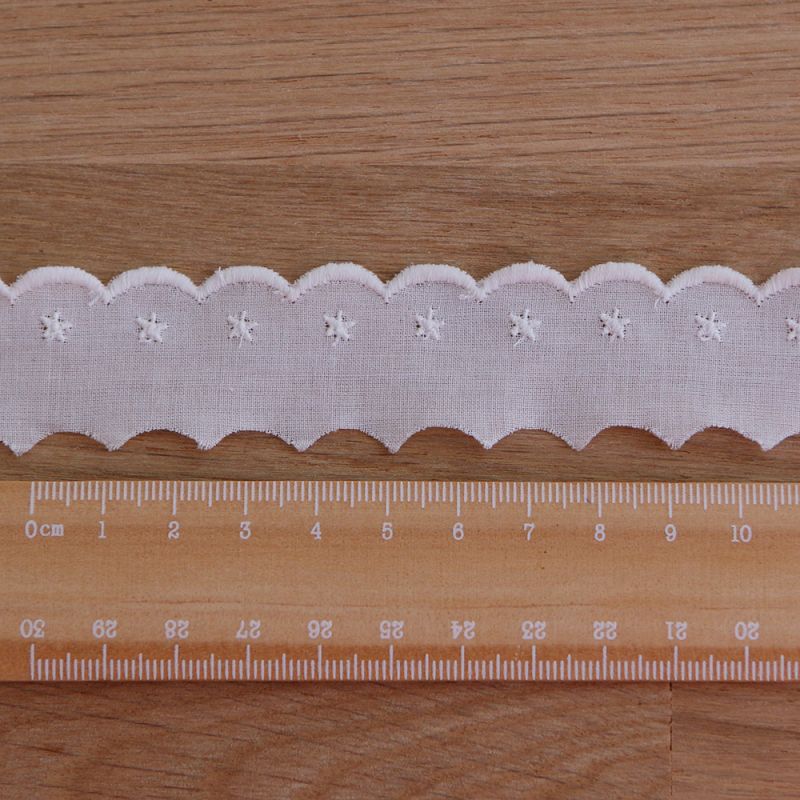 Galon coton broderie anglaise brodé 30mm x 1m blanc
