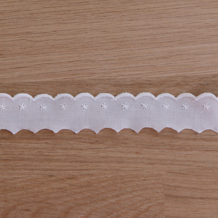 Galon coton broderie anglaise brodé 30mm x 1m blanc