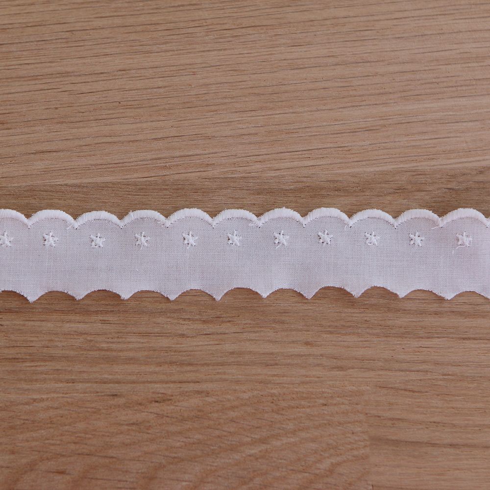 Galon coton broderie anglaise brodé 30mm x 1m blanc