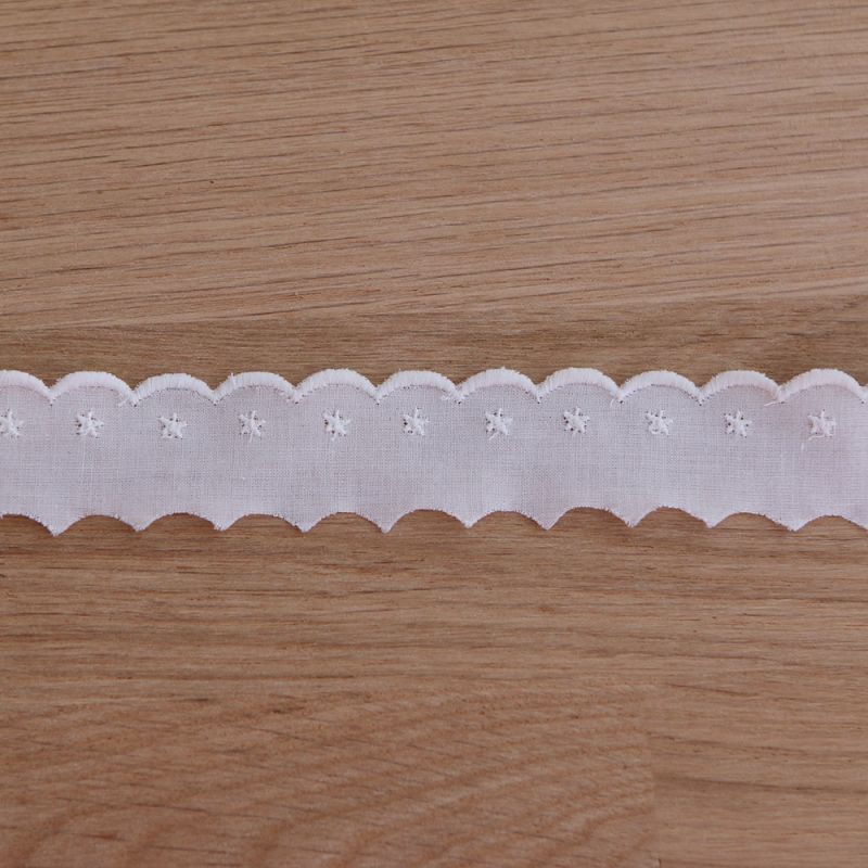 Galon coton broderie anglaise brodé 30mm x 1m blanc